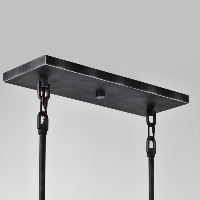 Lake Four Light Island Pendant in Iron Black / Brushed Nickel Accents