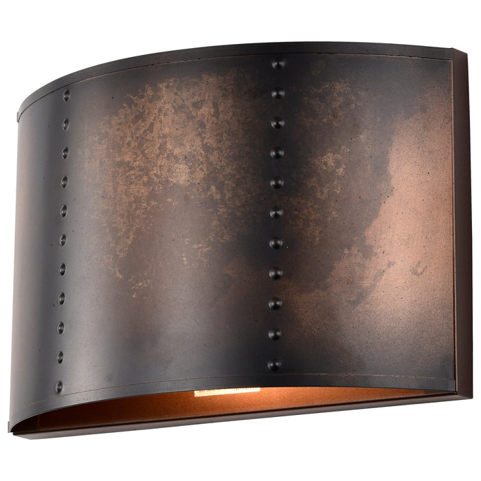 Kettle One Light Wall Sconce in Weathered Brass