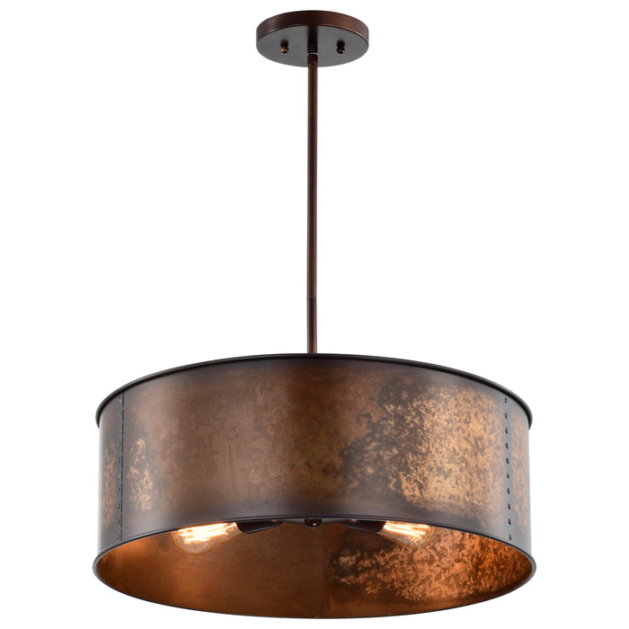 Kettle Four Light Pendant in Weathered Brass