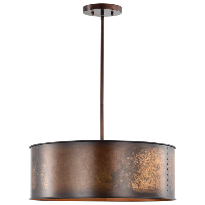 Kettle Four Light Pendant in Weathered Brass