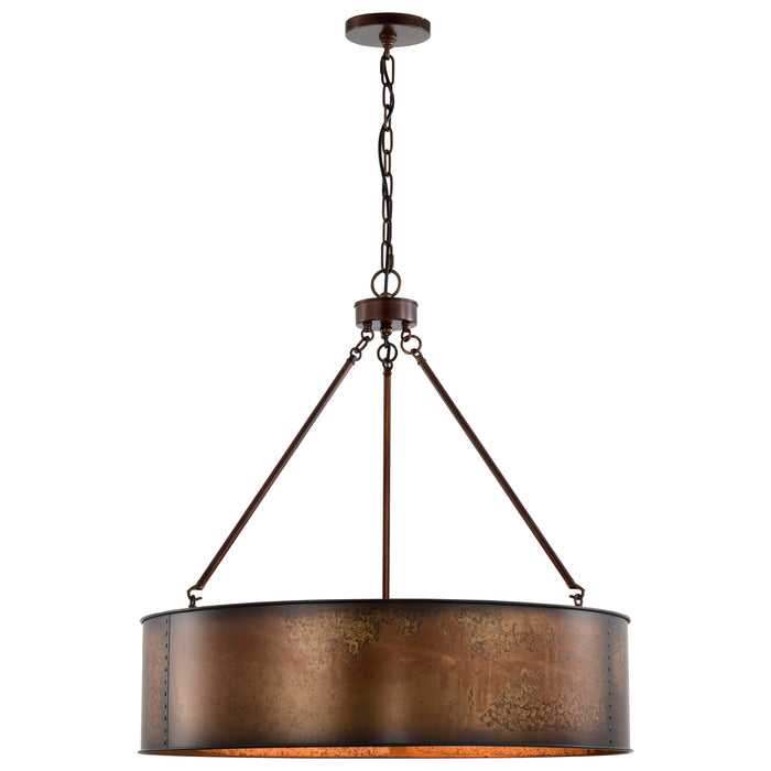 Kettle Five Light Pendant in Weathered Brass