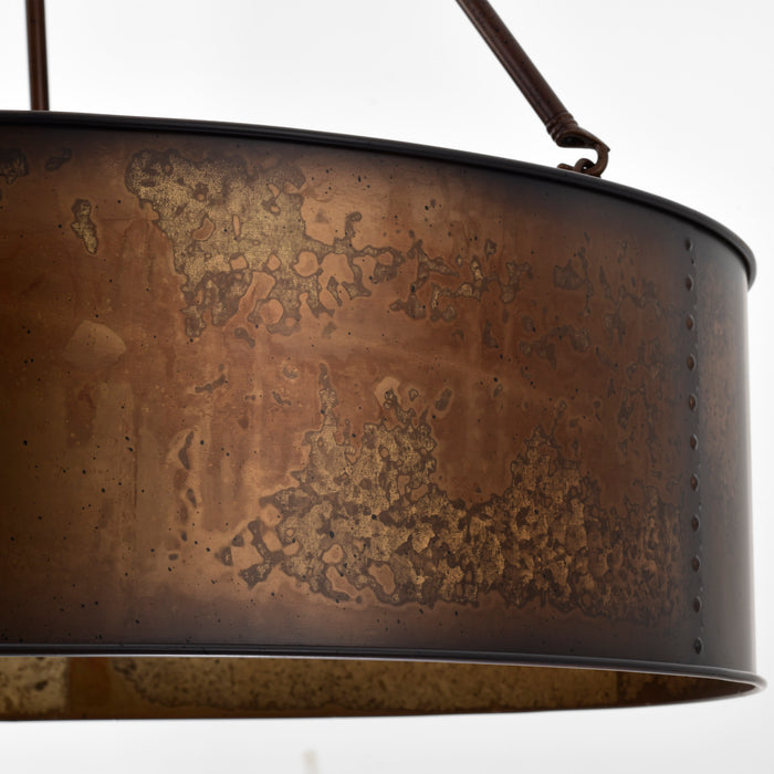 Kettle Five Light Pendant in Weathered Brass