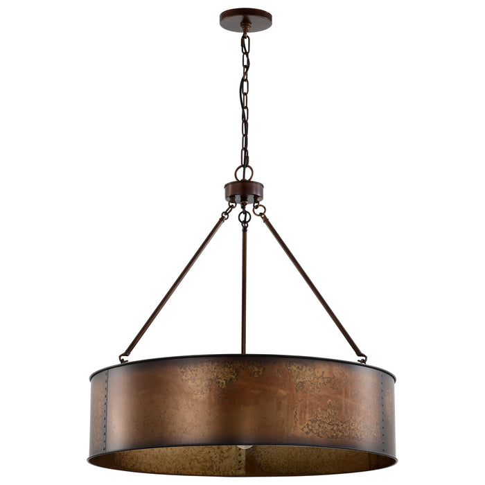 Kettle Five Light Pendant in Weathered Brass