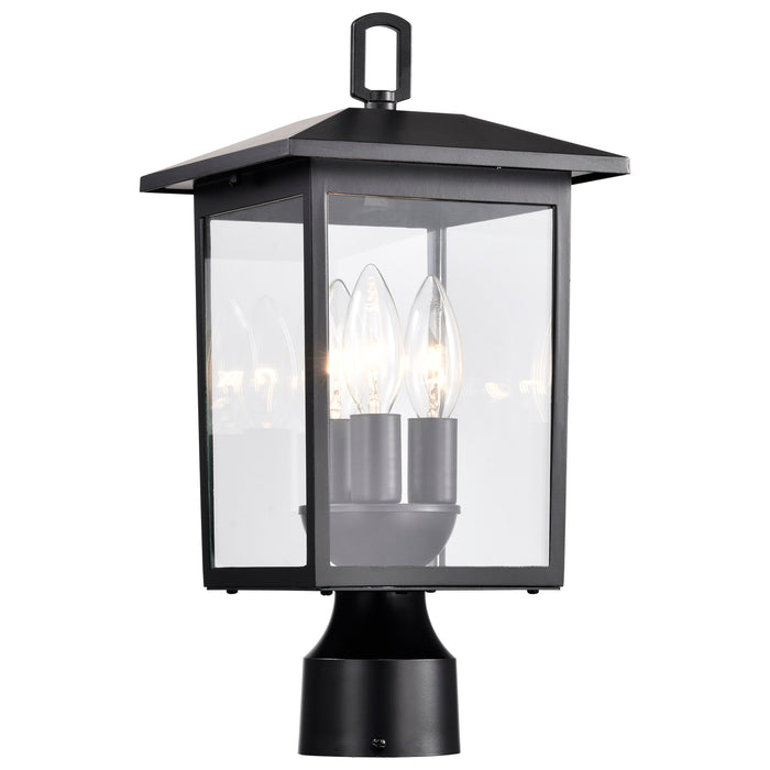 Jamesport Three Light Outdoor Post Lantern in Matte Black