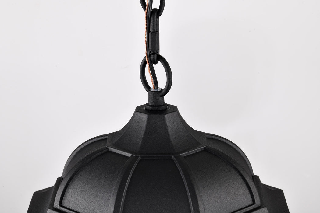 East River One Light Outdoor Hanging Lantern in Matte Black