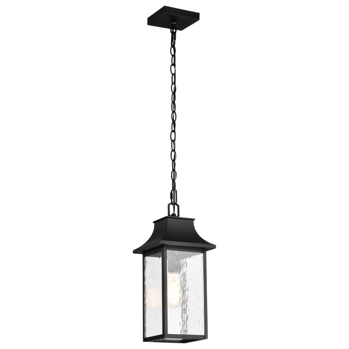 Austen One Light Outdoor Hanging Lantern in Matte Black