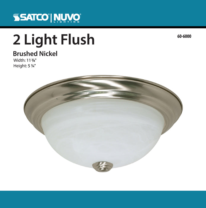 Two Light Flush Mount in Brushed Nickel