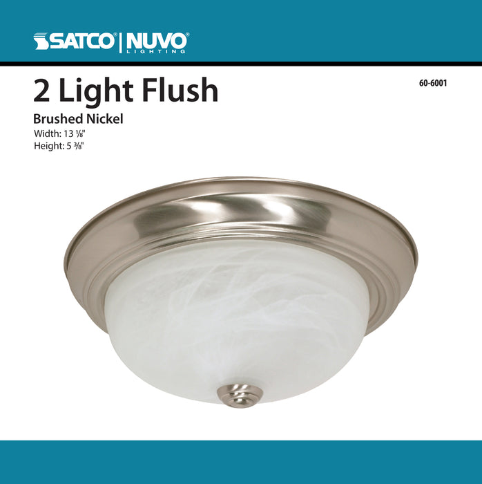 Two Light Flush Mount in Brushed Nickel