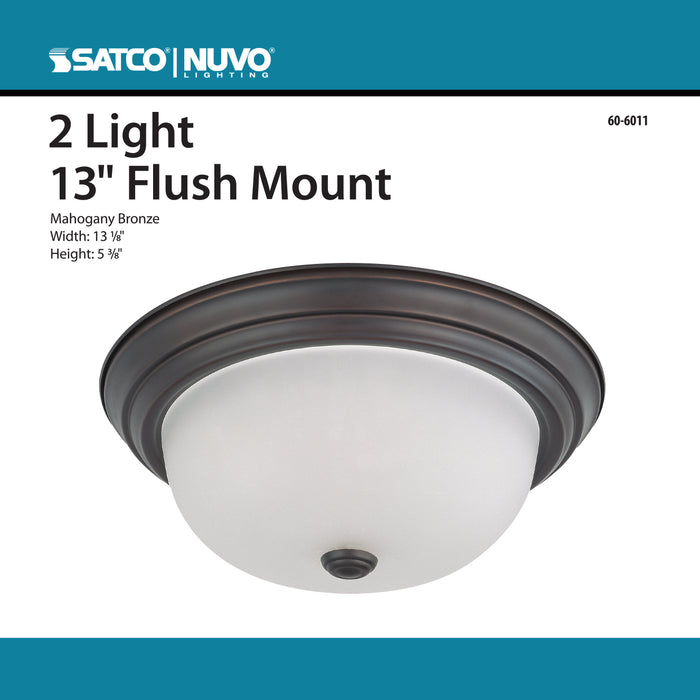 Two Light Flush Mount in Mahogany Bronze