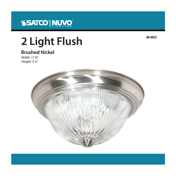 Two Light Flush Mount in Brushed Nickel