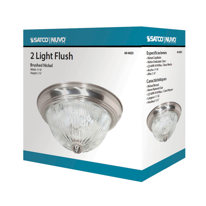 Two Light Flush Mount in Brushed Nickel