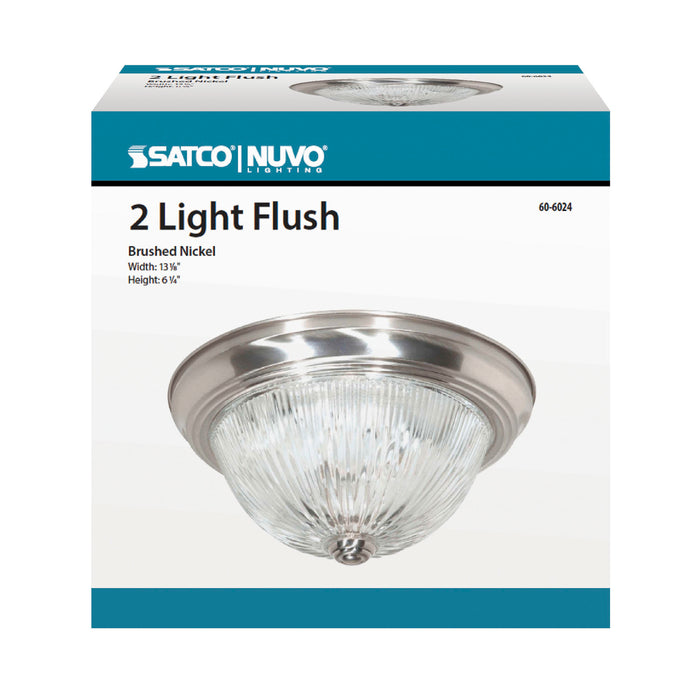 Two Light Flush Mount in Brushed Nickel