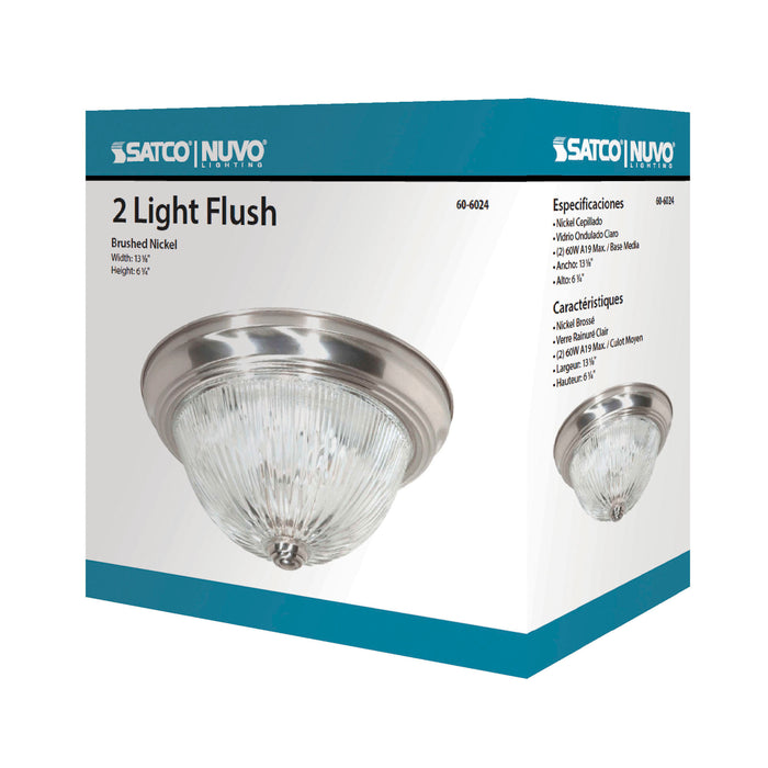 Two Light Flush Mount in Brushed Nickel