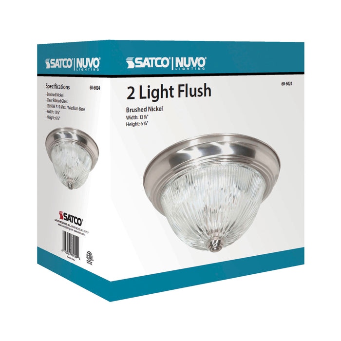 Two Light Flush Mount in Brushed Nickel