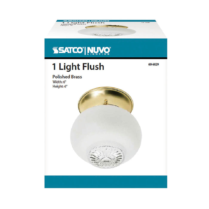 One Light Flush Mount in Polished Brass