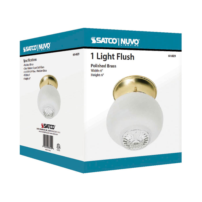 One Light Flush Mount in Polished Brass