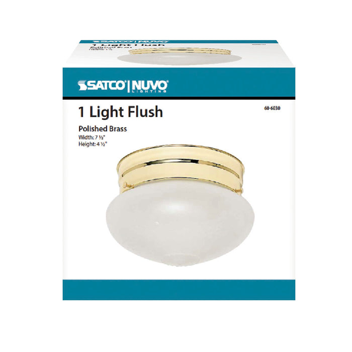 One Light Flush Mount in Polished Brass