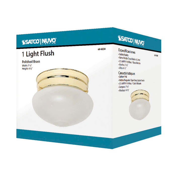 One Light Flush Mount in Polished Brass