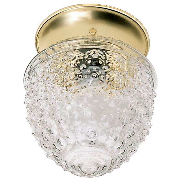 One Light Flush Mount in Polished Brass / Clear Pineapple