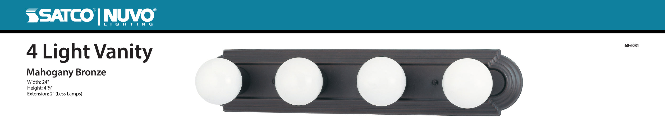 Four Light Vanity in Mahogany Bronze