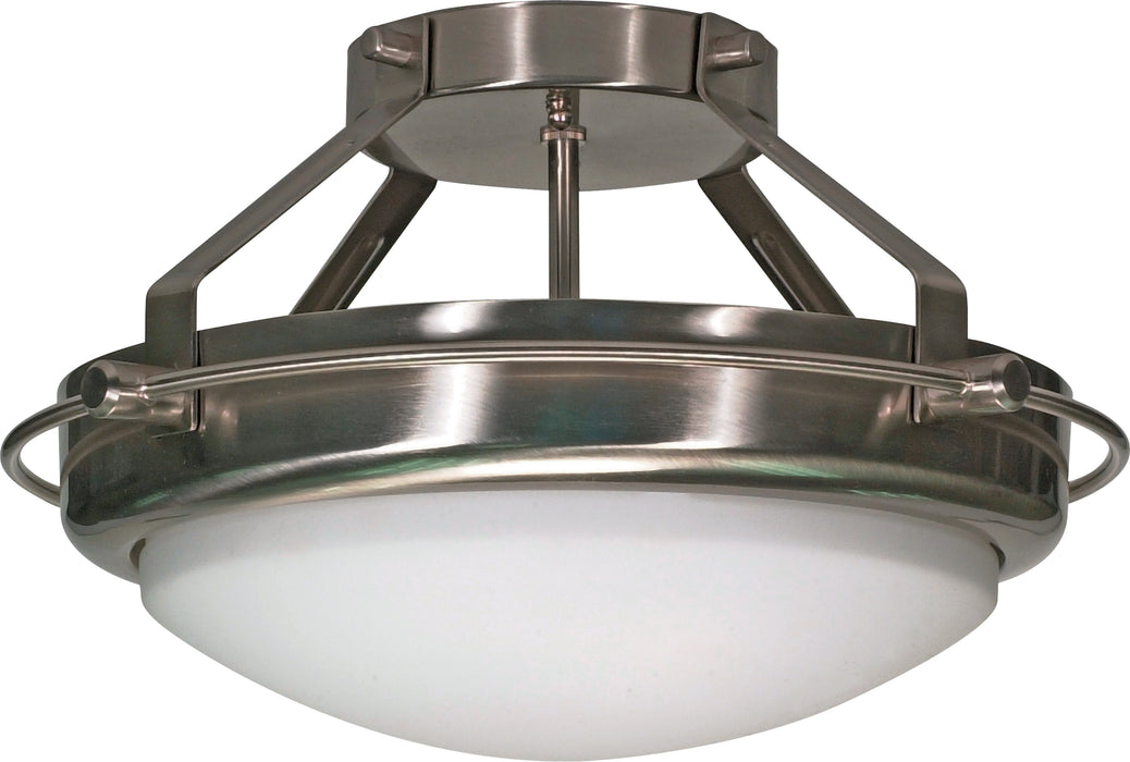 Polaris Two Light Semi Flush Mount in Brushed Nickel