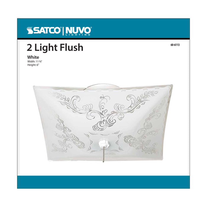 Two Light Flush Mount in White