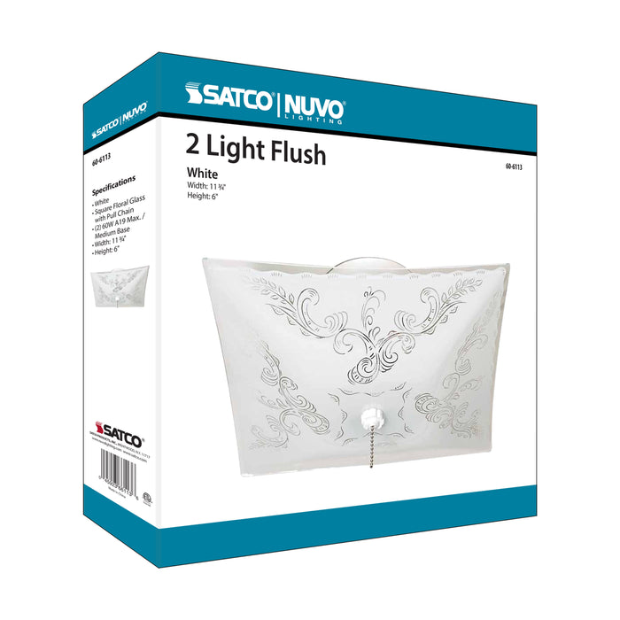 Two Light Flush Mount in White