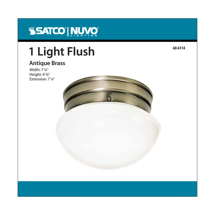 One Light Flush Mount in Antique Brass