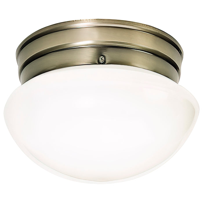 One Light Flush Mount in Antique Brass