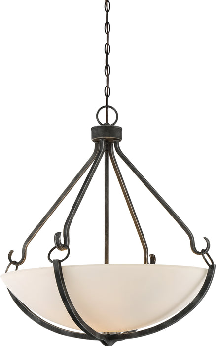 Sherwood Four Light Pendant in Iron Black / Brushed Nickel Accents