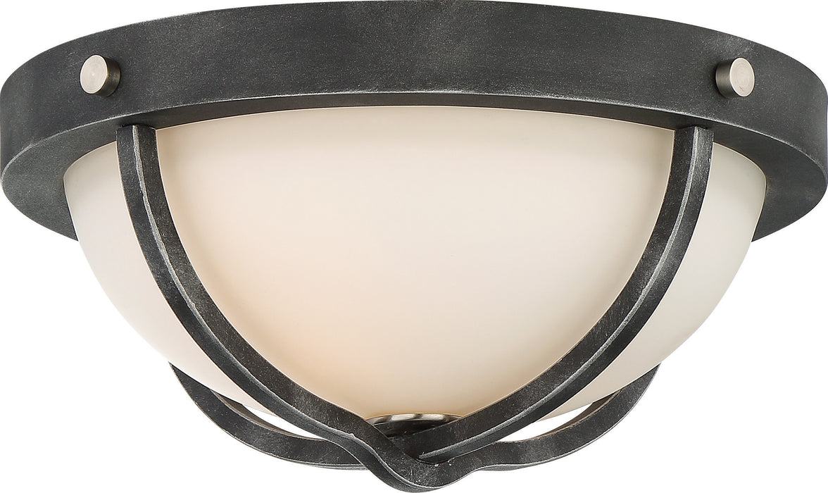 Sherwood Two Light Flush Mount in Iron Black / Brushed Nickel Accents