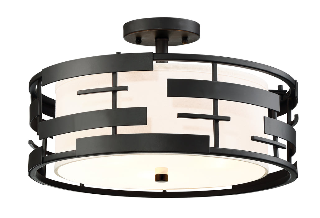 Lansing Three Light Semi Flush Mount in Midnight Bronze