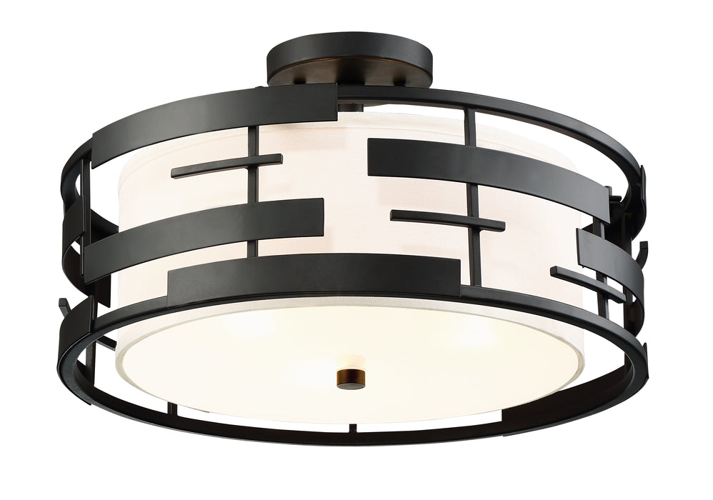 Lansing Three Light Semi Flush Mount in Midnight Bronze