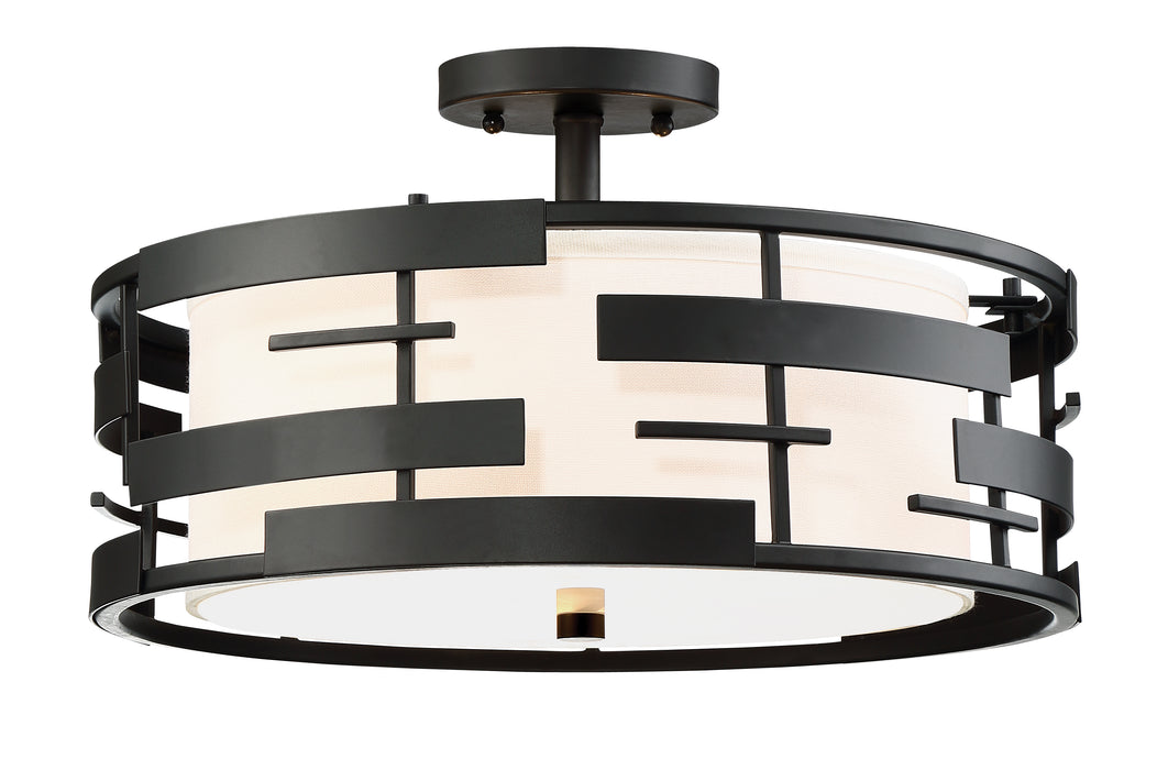 Lansing Three Light Semi Flush Mount in Midnight Bronze