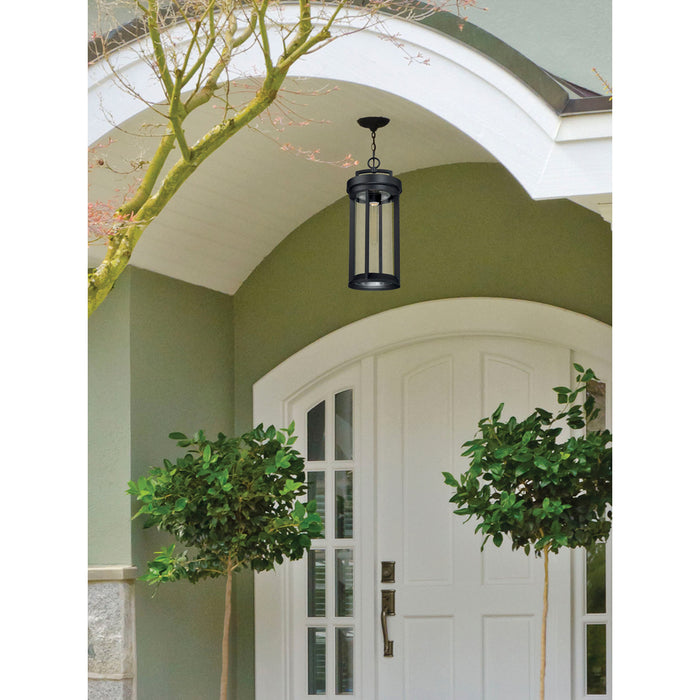 Huron One Light Hanging Lantern in Aged Bronze / Clear