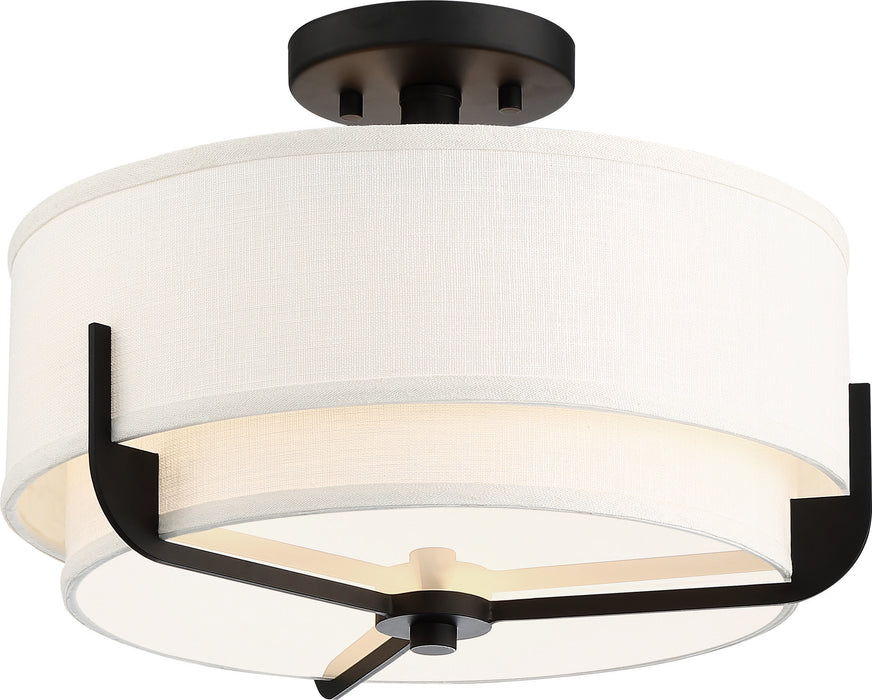 Frankie Three Light Semi Flush Mount in Aged Bronze