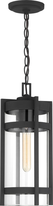 Tofino One Light Hanging Lantern in Textured Black / Clear Glass