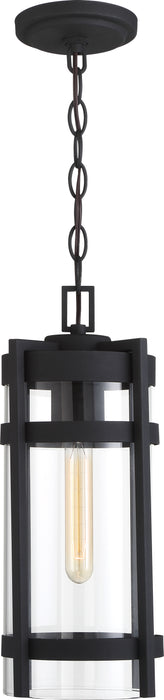 Tofino One Light Hanging Lantern in Textured Black / Clear Glass