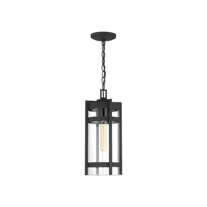 Tofino One Light Hanging Lantern in Textured Black / Clear Glass