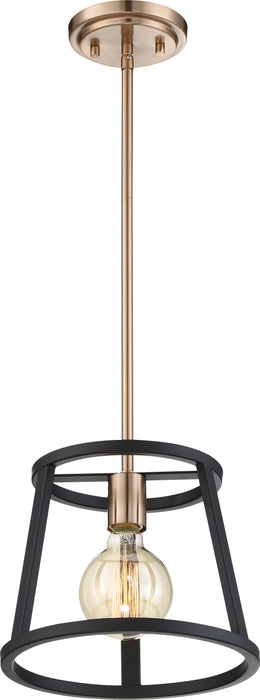 Chassis One Light Mini Pendant in Copper Brushed Brass / Matte Black