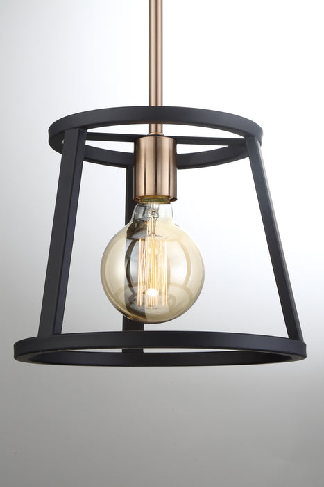 Chassis One Light Mini Pendant in Copper Brushed Brass / Matte Black