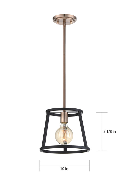 Chassis One Light Mini Pendant in Copper Brushed Brass / Matte Black