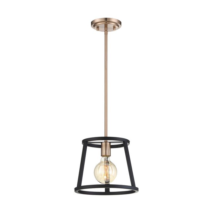 Chassis One Light Mini Pendant in Copper Brushed Brass / Matte Black