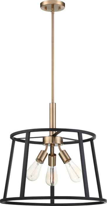 Chassis Three Light Pendant in Copper Brushed Brass / Matte Black