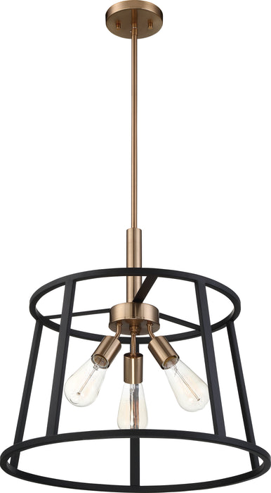 Chassis Three Light Pendant in Copper Brushed Brass / Matte Black