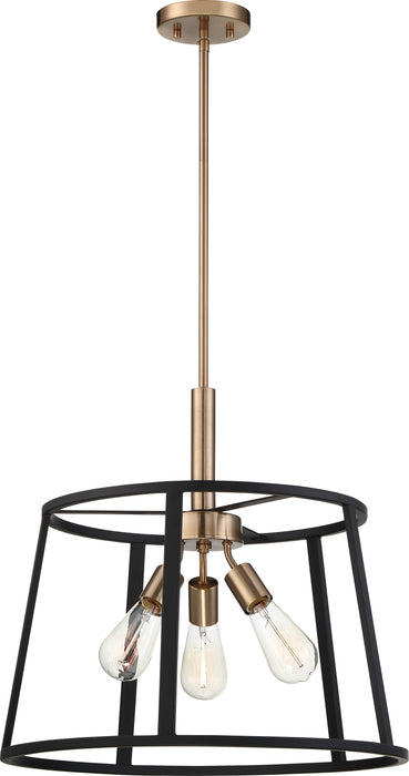 Chassis Three Light Pendant in Copper Brushed Brass / Matte Black