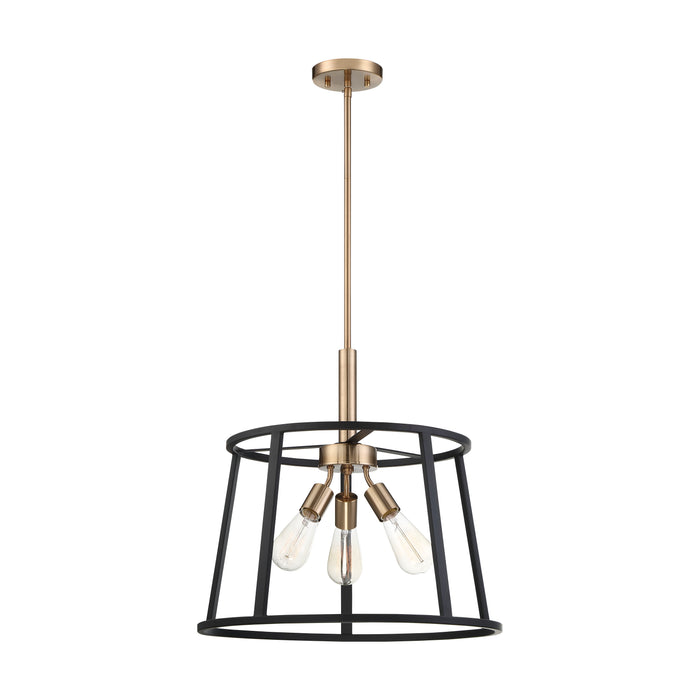 Chassis Three Light Pendant in Copper Brushed Brass / Matte Black