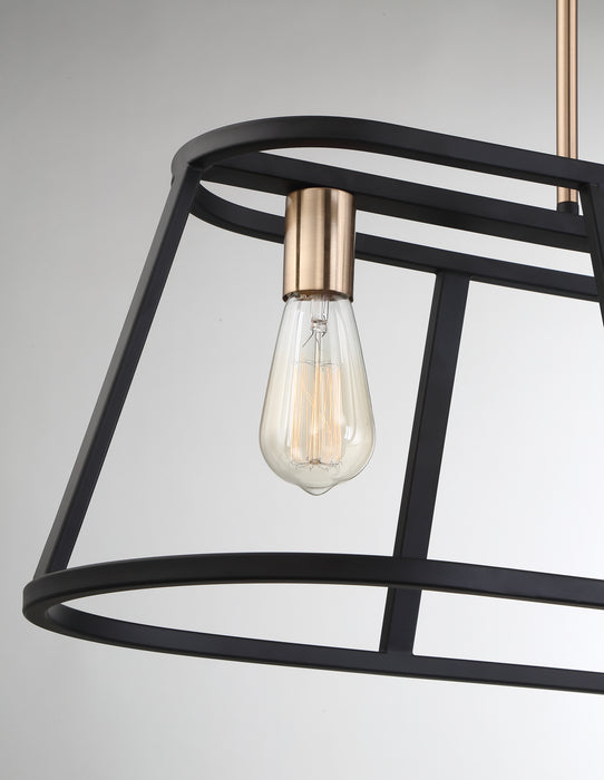 Chassis Four Light Island Pendant in Copper Brushed Brass / Matte Black