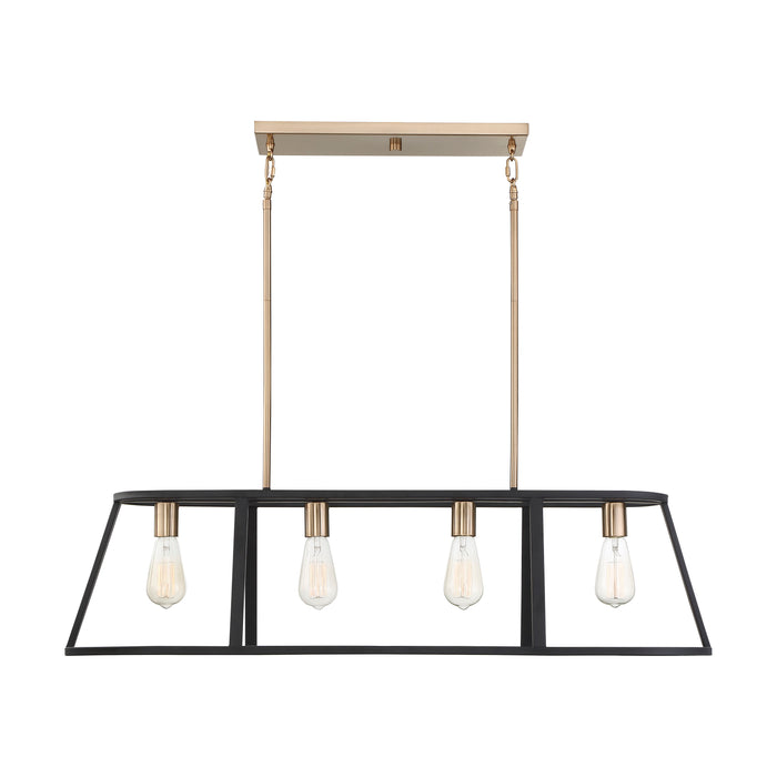 Chassis Four Light Island Pendant in Copper Brushed Brass / Matte Black