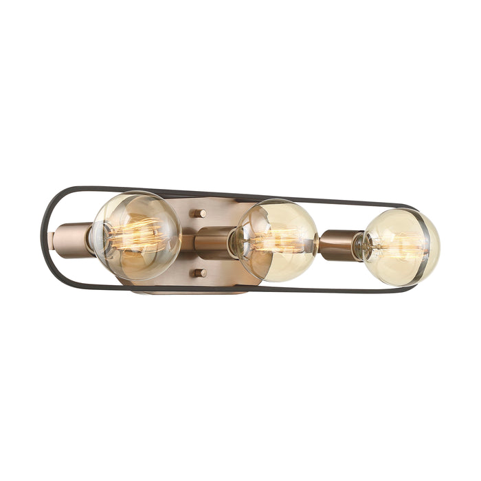 Chassis Three Light Vanity in Copper Brushed Brass / Matte Black